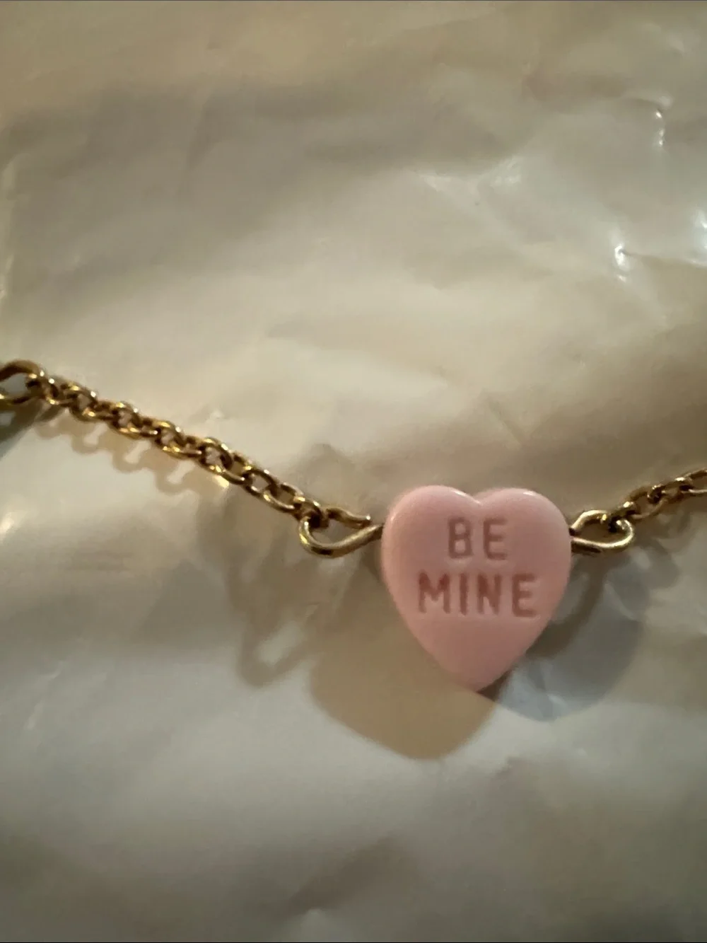 Avon Vintage Gold-Tone Necklace with Blue, Yellow & Pink Heart Charms